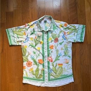 Ostroy Resort Shirt, Cactus Flower Print, Size Small